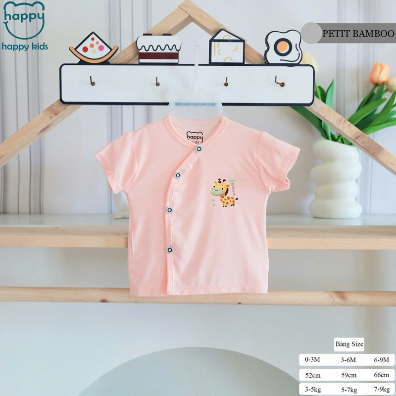 (HK 024) Combo 3-5 áo cộc tay vạt chéo Happy Kids thun lạnh mềm, mát cho bé 3-9kg