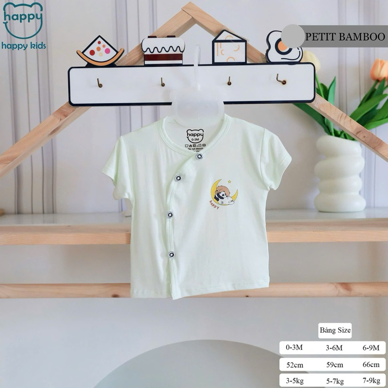 (HK 024) Combo 3-5 áo cộc tay vạt chéo Happy Kids thun lạnh mềm, mát cho bé 3-9kg