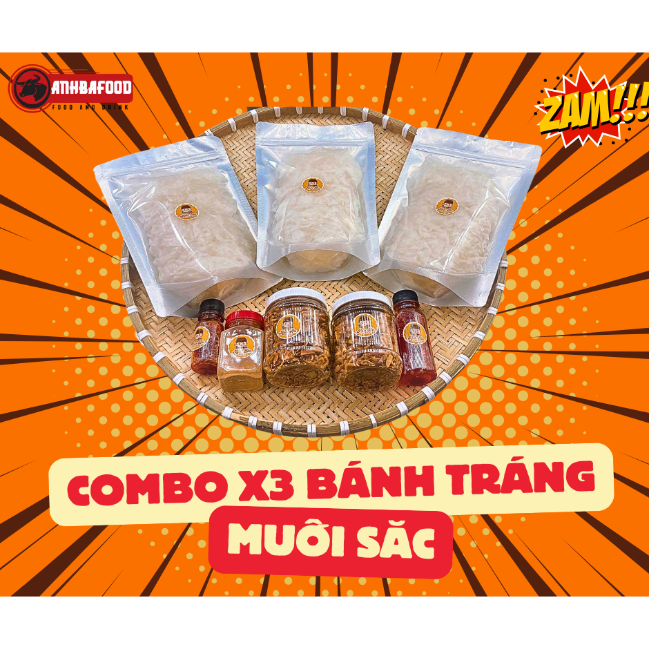 [COMBO 8 MÓN] Bánh Tráng Phơi Sương Muối Sặc Ăn Kèm Sốt Bò Gia Truyền