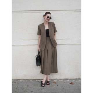 Blazer & Áo Gile & Quần bấu ly nửa & Chân váy xếp ly màu nâu HAGOO [B617- A615 - CV619 - Q585]