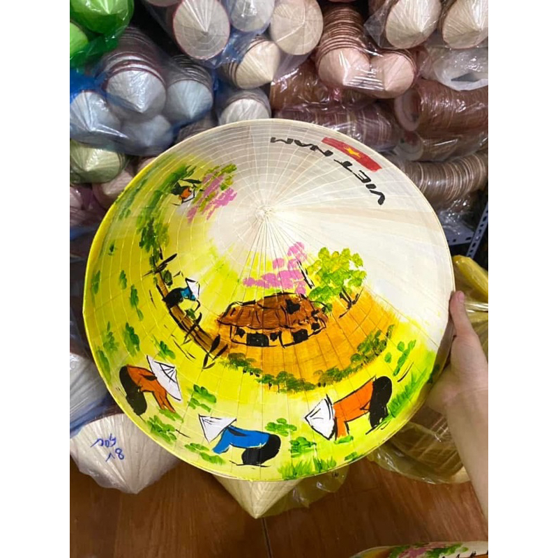( Hỏa Tốc - giảm 50%)Nón vẽ người lớn Nón lá trang trí , Nón người lớn đội đẹp , Nón cho bé đội chụp ảnh