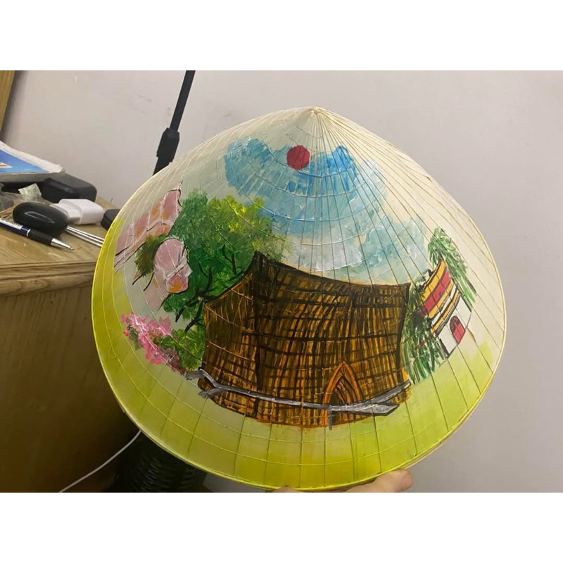( Hỏa Tốc - giảm 50%)Nón vẽ người lớn Nón lá trang trí , Nón người lớn đội đẹp , Nón cho bé đội chụp ảnh