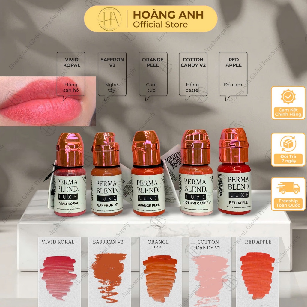 Mực Phun Môi Perma LUXE Chính Hãng USA – Full 15ml & Chai Chiết 5ml, Bong Đậm, Lên Màu Chuẩn, Cao Cấp