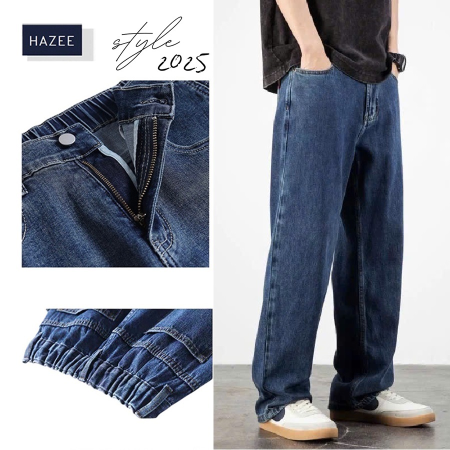 Quần Jean Nam HAZEE – Cạp Khóa + Chun Eo Thoải Mái, Cực Đẹp phom rộng Style 2026