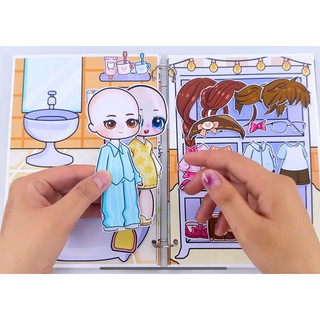 Đồ chơi bóc dán gia đình Gacha chăm em bé - Búp bê giấy Gacha nhiều phụ kiện