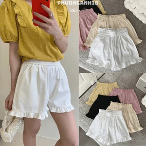 Quần sooc nữ cạp chun viền bèo hàng Qc 865