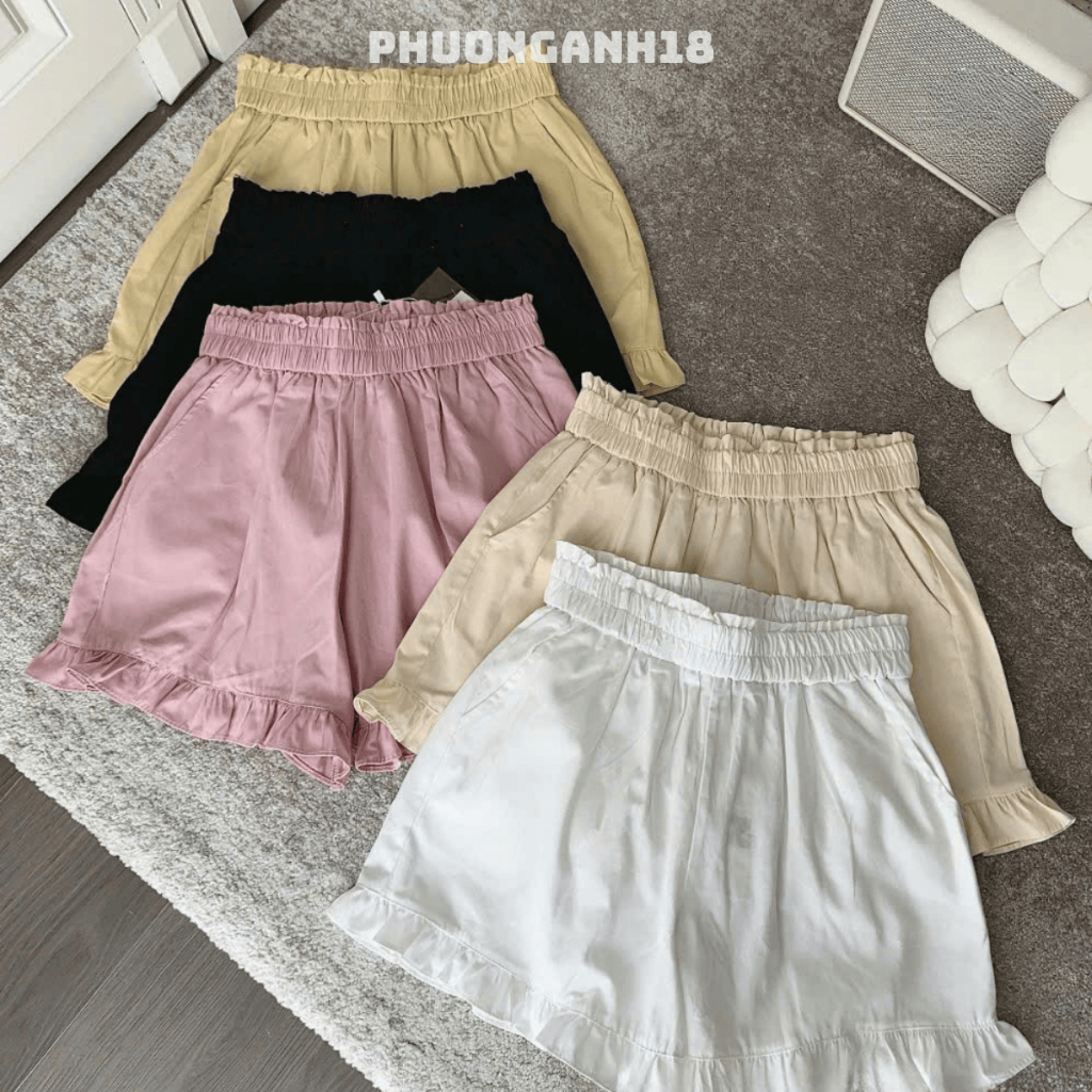 Quần sooc nữ cạp chun viền bèo hàng Qc 865
