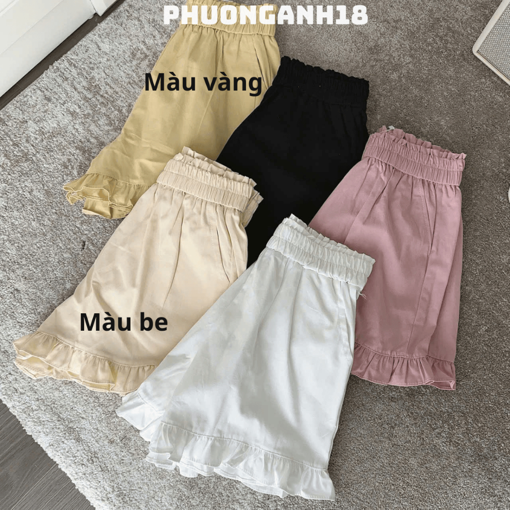 Quần sooc nữ cạp chun viền bèo hàng Qc 865
