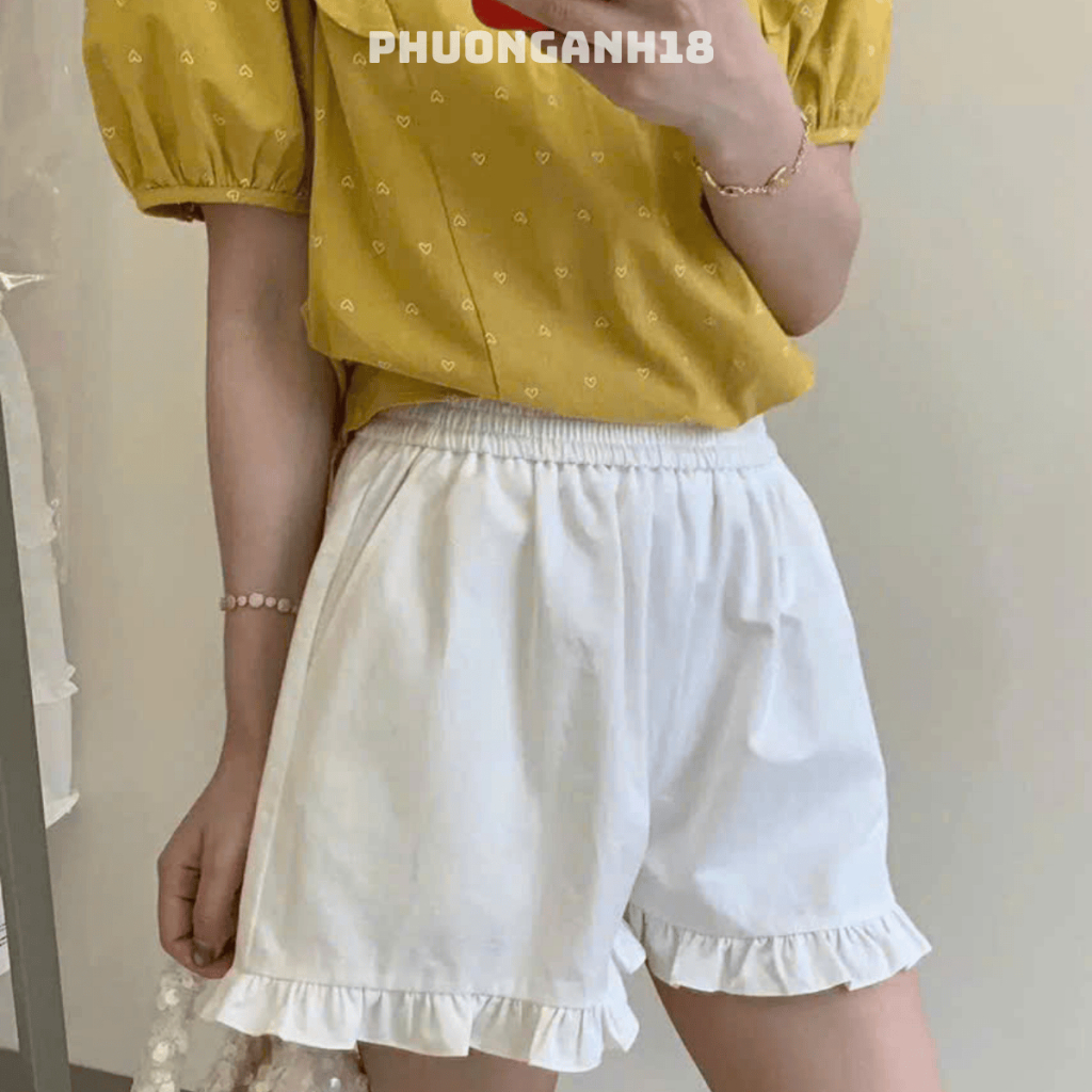 Quần sooc nữ cạp chun viền bèo hàng Qc 865
