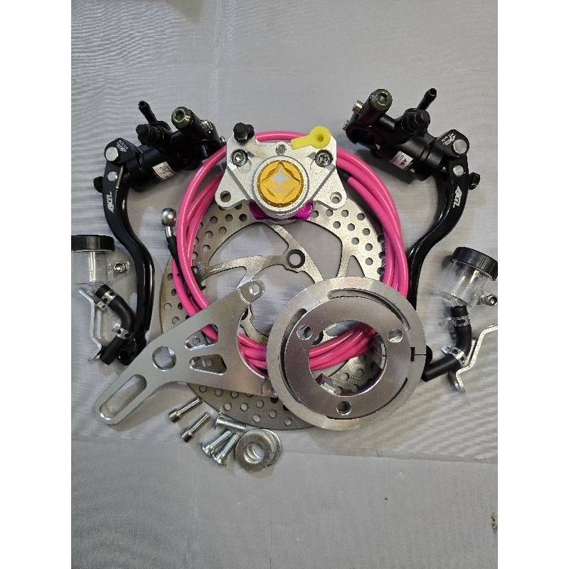 [tặng dầu] combo phanh đĩa sau heo CNC Cá Mập Folamdo gắn xe điện kèm tay phanh agl hàng chuẩn phụ kiện xe điện