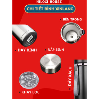 Bình nước giữ nhiệt 1000ml HICHIBI bình giữ nhiệt inox 304 lạnh 18 giờ, giữ nóng 10 giờ có dây treo và khay lọc trà inox