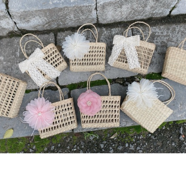 Túi cói mini ⚡ SIÊU XINH ⚡ Túi cho bé gái cầm tay đi biển, chụp ảnh Vintage, decor trang trí, kiểu dáng cực đẹp
