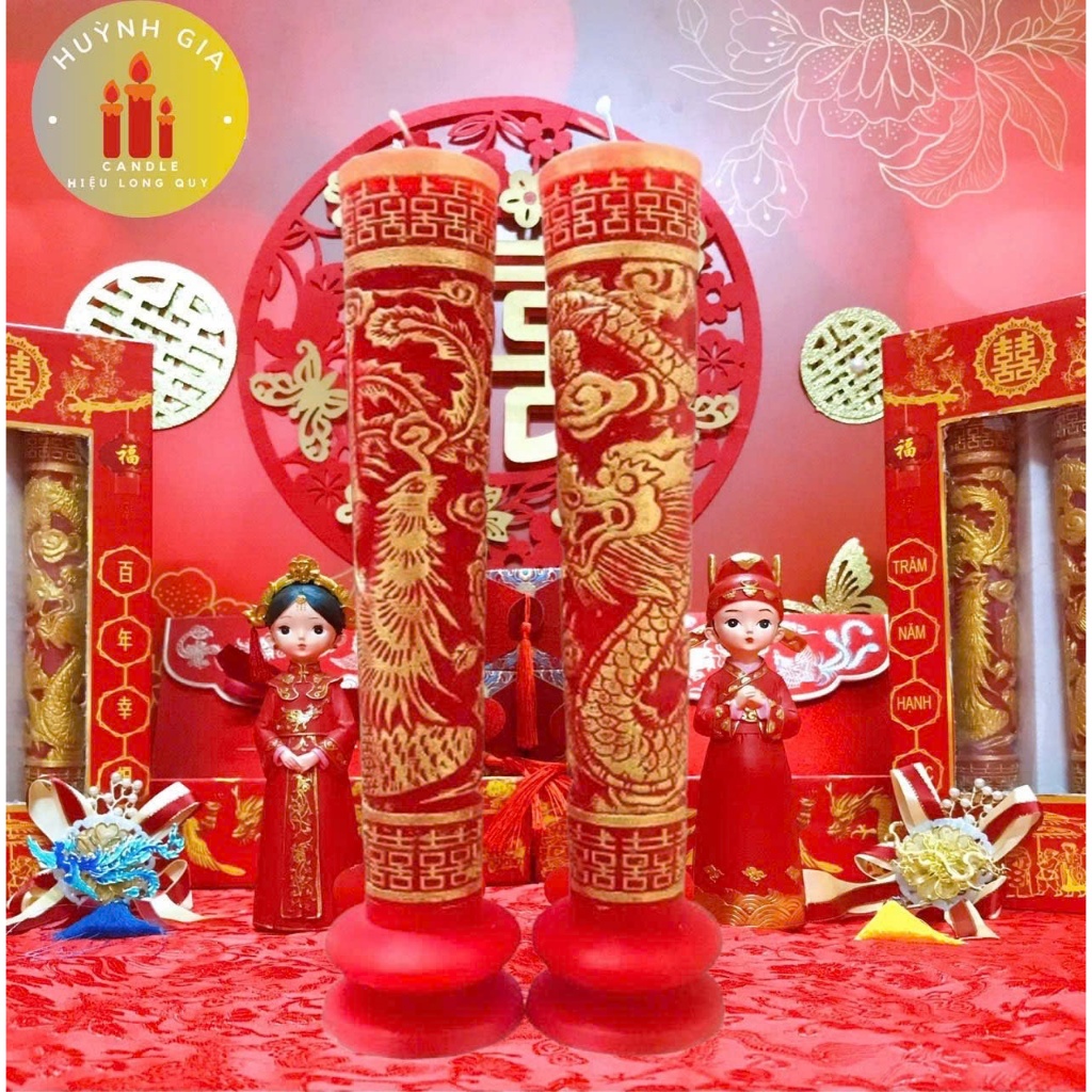 Nến Cưới RỒNG PHỤNG Cao Cấp | Đèn Cầy Cưới Long Phụng | Lễ Gia Tiên - Ăn Hỏi - Huỳnh Gia Candle