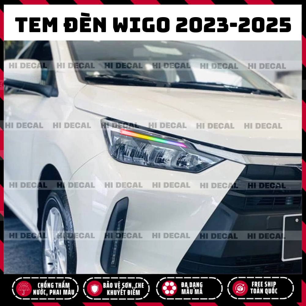 Tem dán đèn Toyota Wigo 2023 - 2025, decal dán đèn đổi màu wigo Decal trang trí đèn Wigo chống xước, bảo vệ đèn