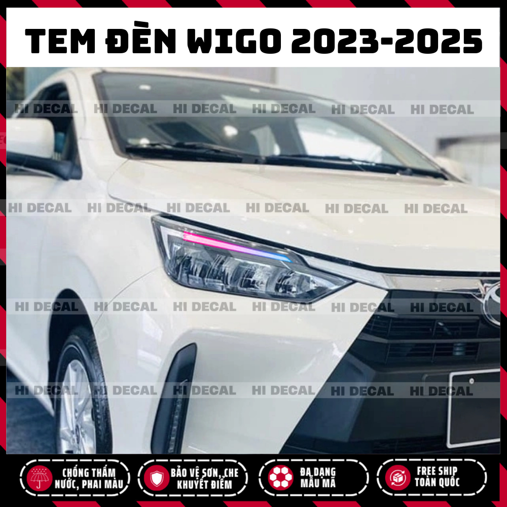 Tem dán đèn Toyota Wigo 2023 - 2025, decal dán đèn đổi màu wigo Decal trang trí đèn Wigo chống xước, bảo vệ đèn