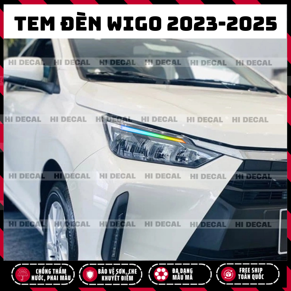 Tem dán đèn Toyota Wigo 2023 - 2025, decal dán đèn đổi màu wigo Decal trang trí đèn Wigo chống xước, bảo vệ đèn