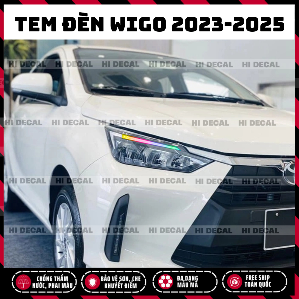 Tem dán đèn Toyota Wigo 2023 - 2025, decal dán đèn đổi màu wigo Decal trang trí đèn Wigo chống xước, bảo vệ đèn