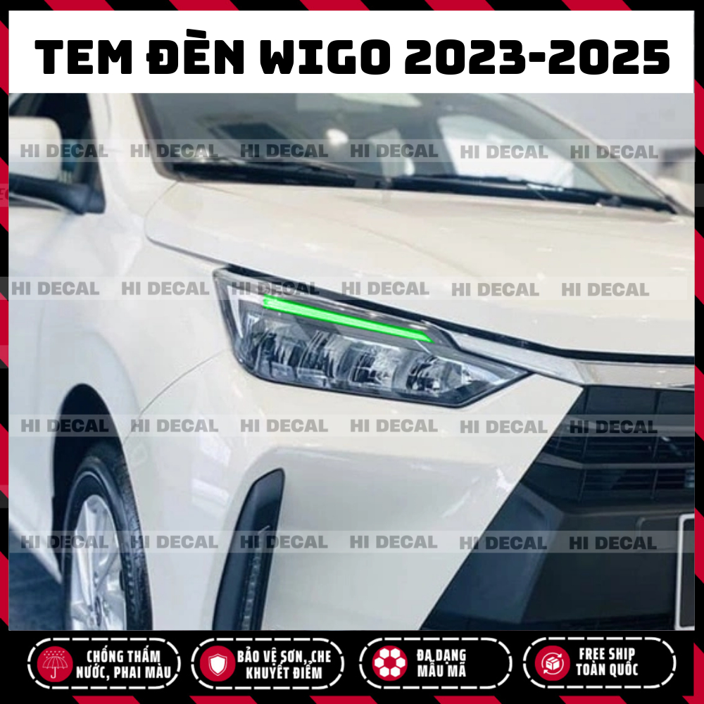 Tem dán đèn Toyota Wigo 2023 - 2025, decal dán đèn đổi màu wigo Decal trang trí đèn Wigo chống xước, bảo vệ đèn
