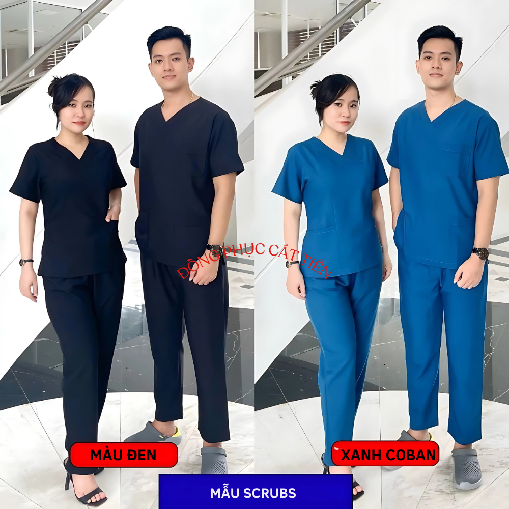 Bộ Scrubs cổ tim phòng mổ, đồng phục Spa, phòng khám, Bác Sĩ, quần áo đồng phục phẫu thuật COTTON