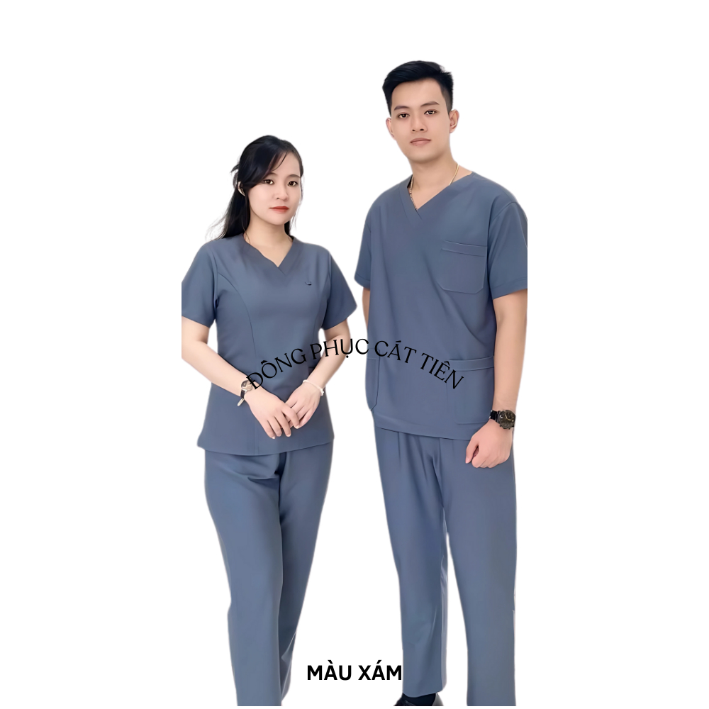 Bộ Scrubs cổ tim phòng mổ, đồng phục Spa, phòng khám, Bác Sĩ, quần áo đồng phục phẫu thuật COTTON