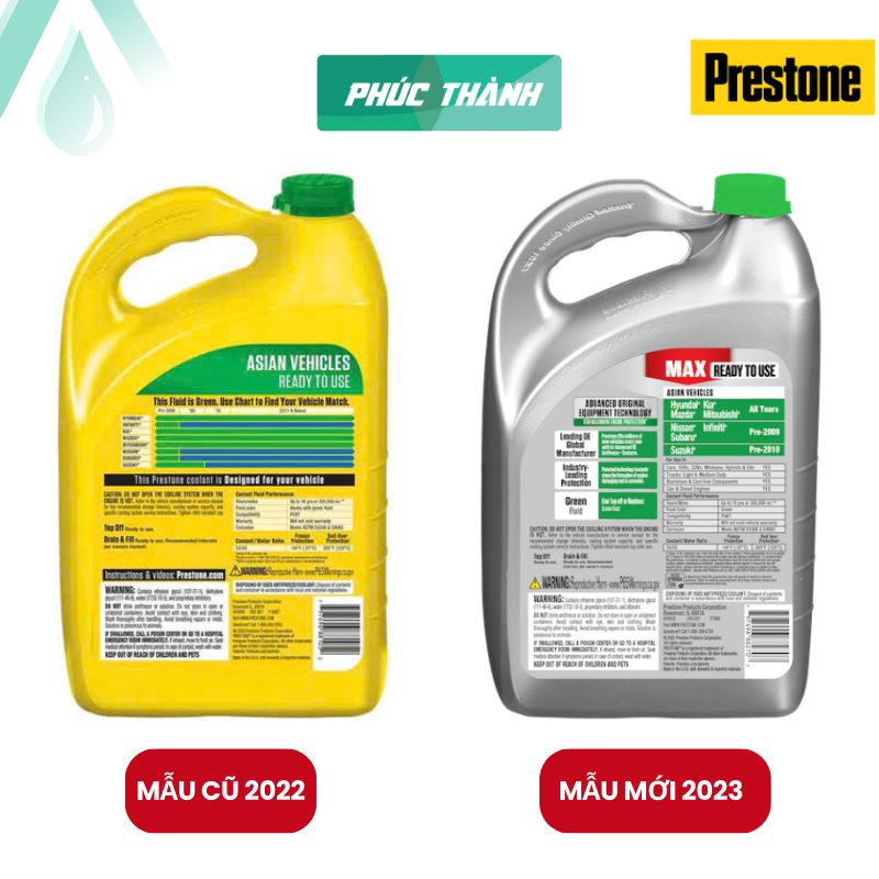 Nước làm mát ô tô màu xanh lá Prestone MAX Asian Vehicles 3,78L nhập khẩu Mỹ - Chính hãng
