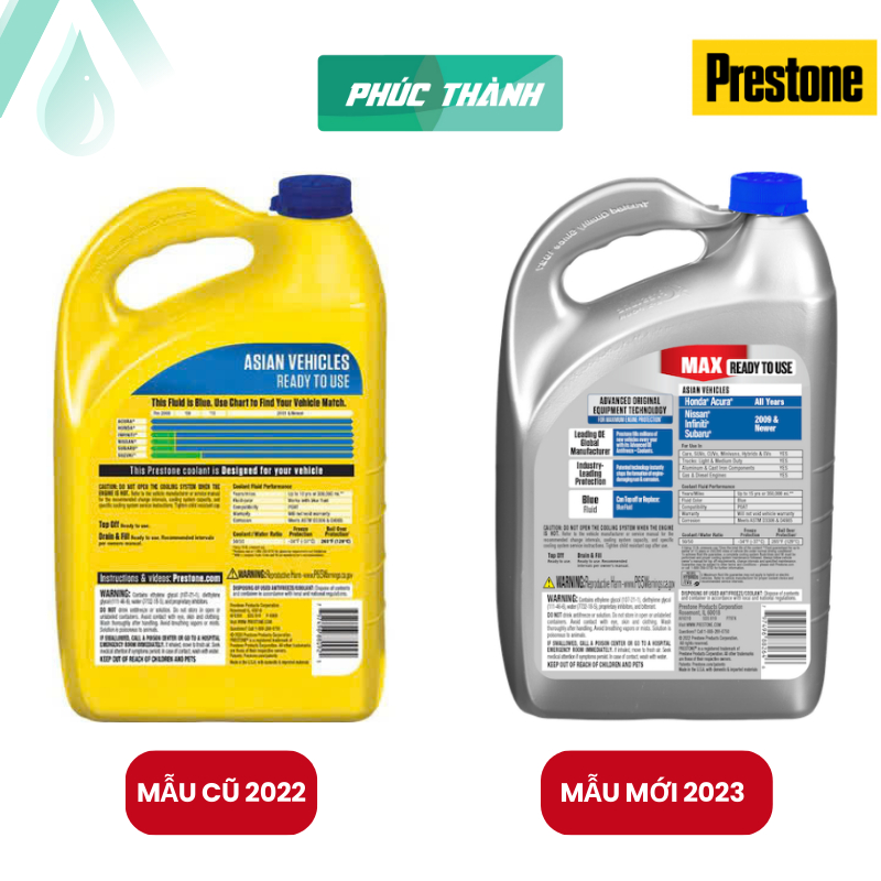 Nước làm mát ô tô màu xanh dương Prestone MAX Asian Vehicles 3,78L nhập khẩu Mỹ - Chính hãng