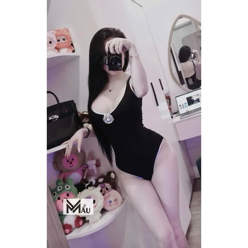Áo body suits phối viền hoa ngực mix đồ xinh xỉu sẵn hàng