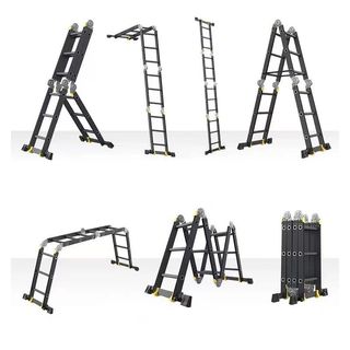 Thang gấp gọn 4 đoạn nhập khẩu 3,5 - 5,7 mét đa năng, khóa chốt tự động, Thang Nhôm Xếp Gấp Gọn Gia Đình Chữ M