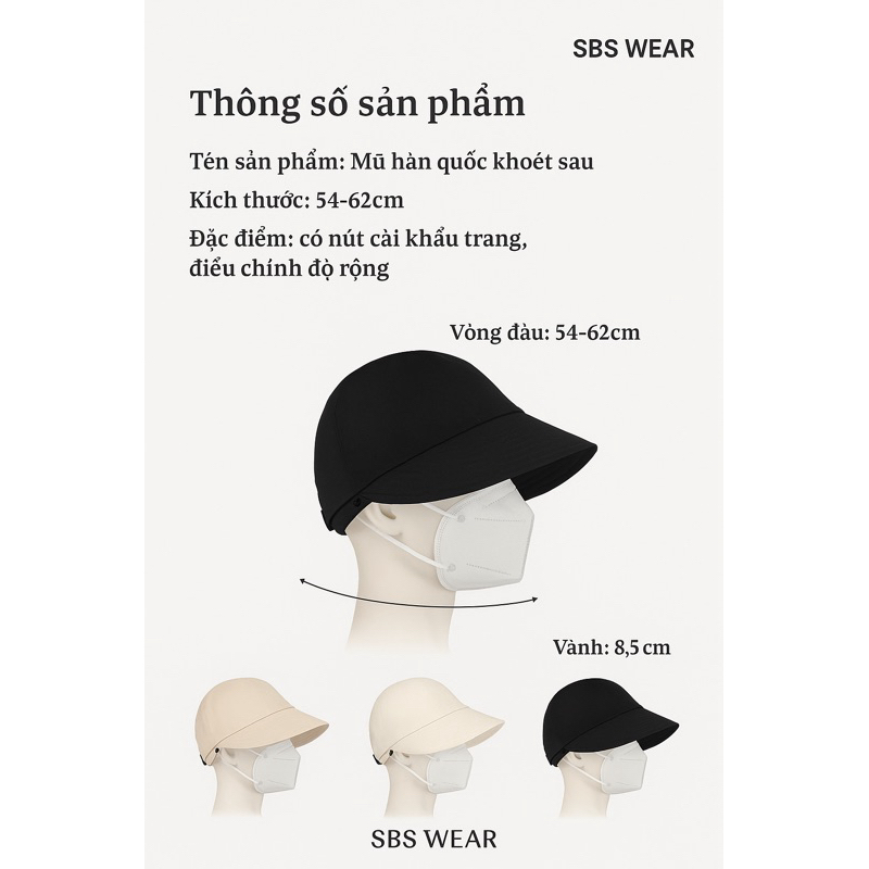 Mũ nữ vành cụp hở chóp cotton mềm mại , phụ kiện thời trang nữ