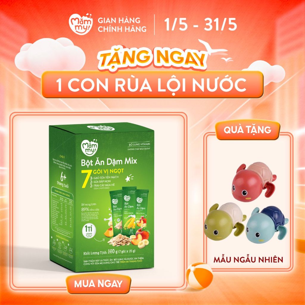 Ảnh Bột ăn dặm mix vị Mămmy bổ sung DHA, canxi, sắt giúp bé phát triển khỏe mạnh, thông minh, hộp 7 gói 1