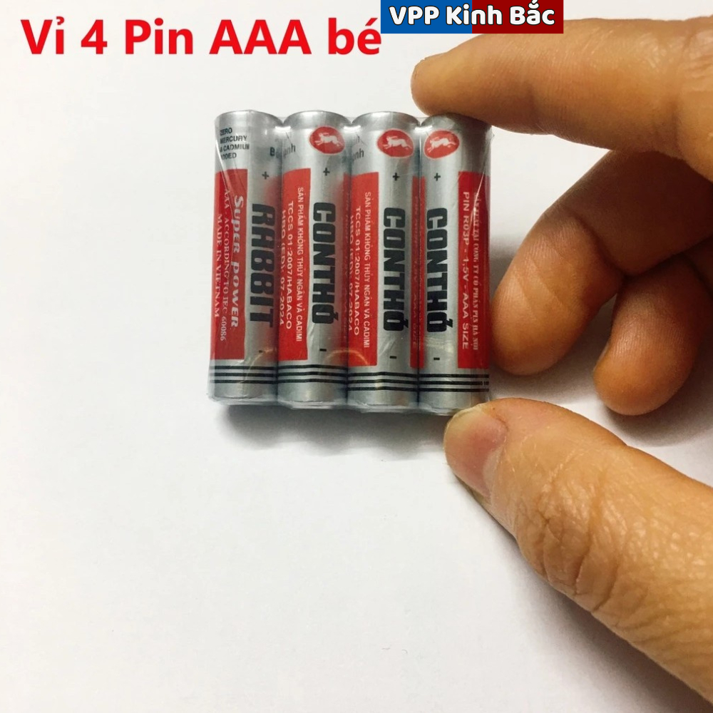 Vỉ 4 Pin con thỏ 1,5V , Pin AA lớn, Pin AAA bé, Pin tiểu, Pin đũa, lắp điều khiển, đồng đồ, đồ chơi - Chính Hãng