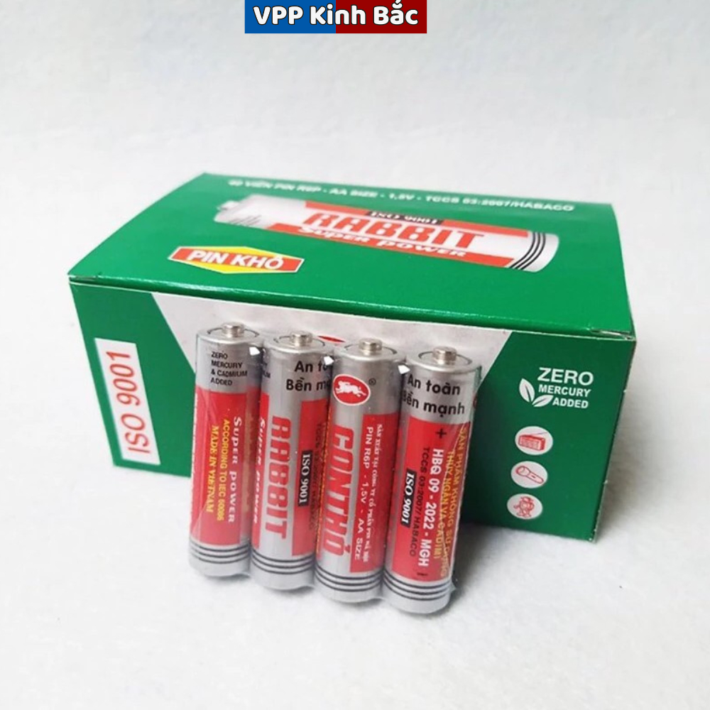 Vỉ 4 Pin con thỏ 1,5V , Pin AA lớn, Pin AAA bé, Pin tiểu, Pin đũa, lắp điều khiển, đồng đồ, đồ chơi - Chính Hãng