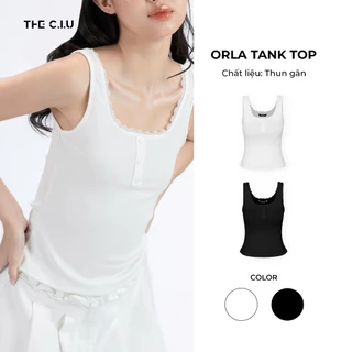 Áo tank top nữ dáng ôm phối ren THE C.I.U, áo kiểu 3 lỗ cổ vuông cotton basic dễ phối đồ – Orla Tank Top