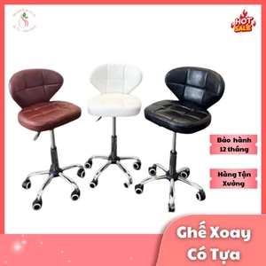 Ghế xoay có tựa lưng – Ghế spa nâng hạ thủy lực, đệm êm, bánh xe chịu lực