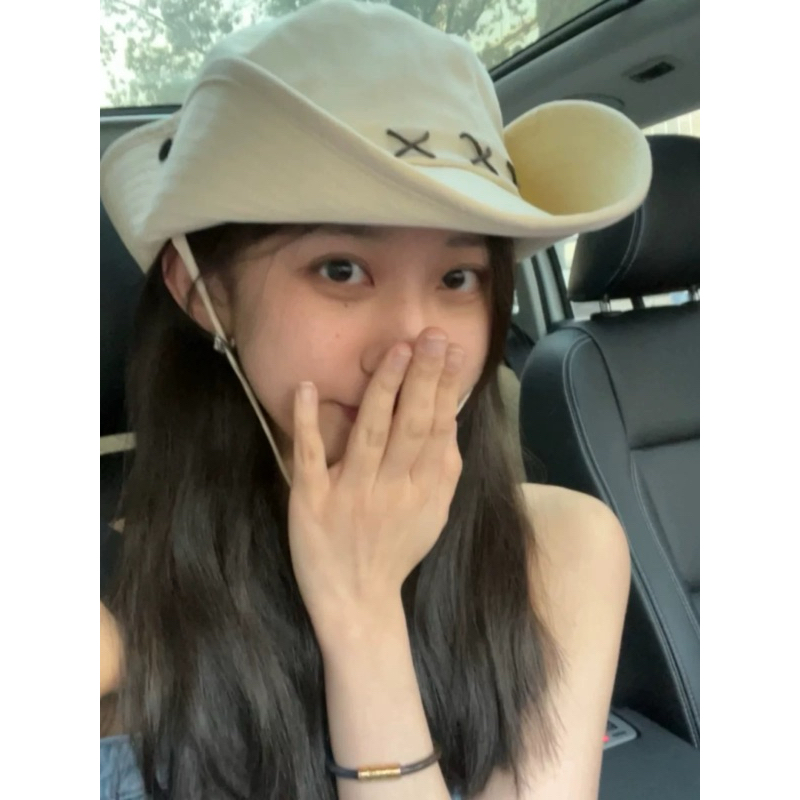 Mũ nữ cao bồi vành rộng chống nắng đan vặn thừng tinh tế , phụ kiện thời trang hàn quốc