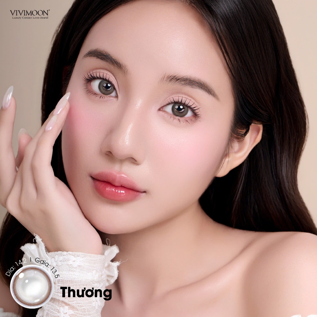 Ảnh Kính áp tròng VIVIMOON màu nâu THƯƠNG, lens cận cho mắt thở BST HÀM ÂN, hạn sử dụng 6 tháng độ cận 0-8 3