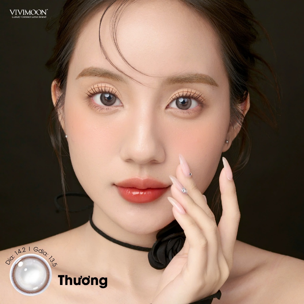 Ảnh Kính áp tròng VIVIMOON màu nâu THƯƠNG, lens cận cho mắt thở BST HÀM ÂN, hạn sử dụng 6 tháng độ cận 0-8 4