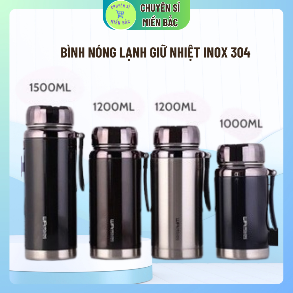 Bình giữ nhiệt nóng lạnh L31 1000ml 1200ml 1500ml inox 304, Bình nước giữ nhiệt bằng thép không gỉ cao cấp