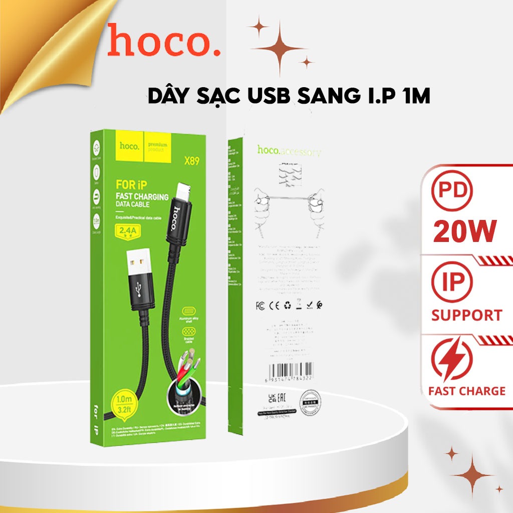 Cáp Sạc Nhanh 2.4A Chuẩn USB to IP Dây Dù Siêu Bền Dùng Cho IP7-8-11-12 ...