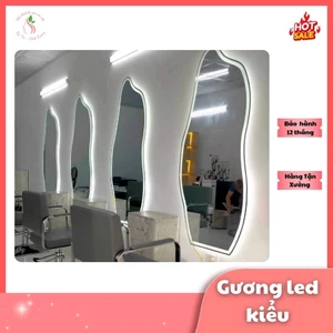 ✅ Gương soi LED nghệ thuật viền lượn sóng Hàn Quốc – trang trí spa, salon, phòng ngủ