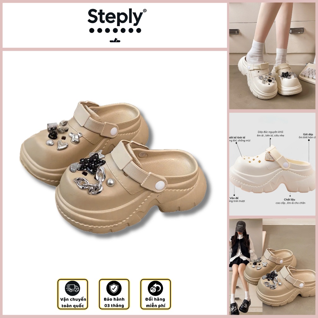 Dép Cross Đế Cao Steply Cho Nữ Đi Biển Mùa Hè Chống Trượt, EVA Thoáng ...