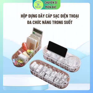 Hộp đựng dây cáp sạc điện thoại tai nghe hộp nhựa ngăn đa chức năng trong suốt