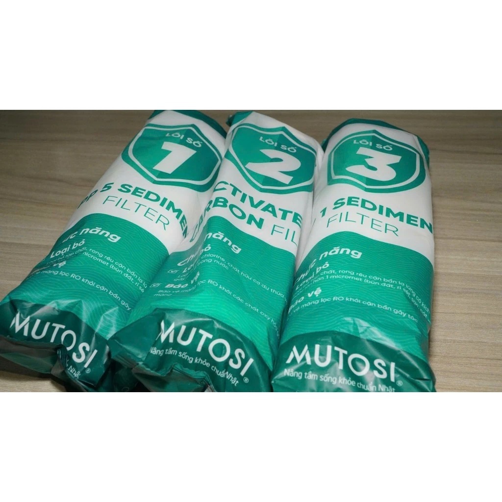 Bộ 3 lõi lọc thô Mutosi Avennis loại bỏ hiệu quả tạp chất, bụi bẩn dùng cho các máy lọc RO có 3 cốc lọc thô 10Inch