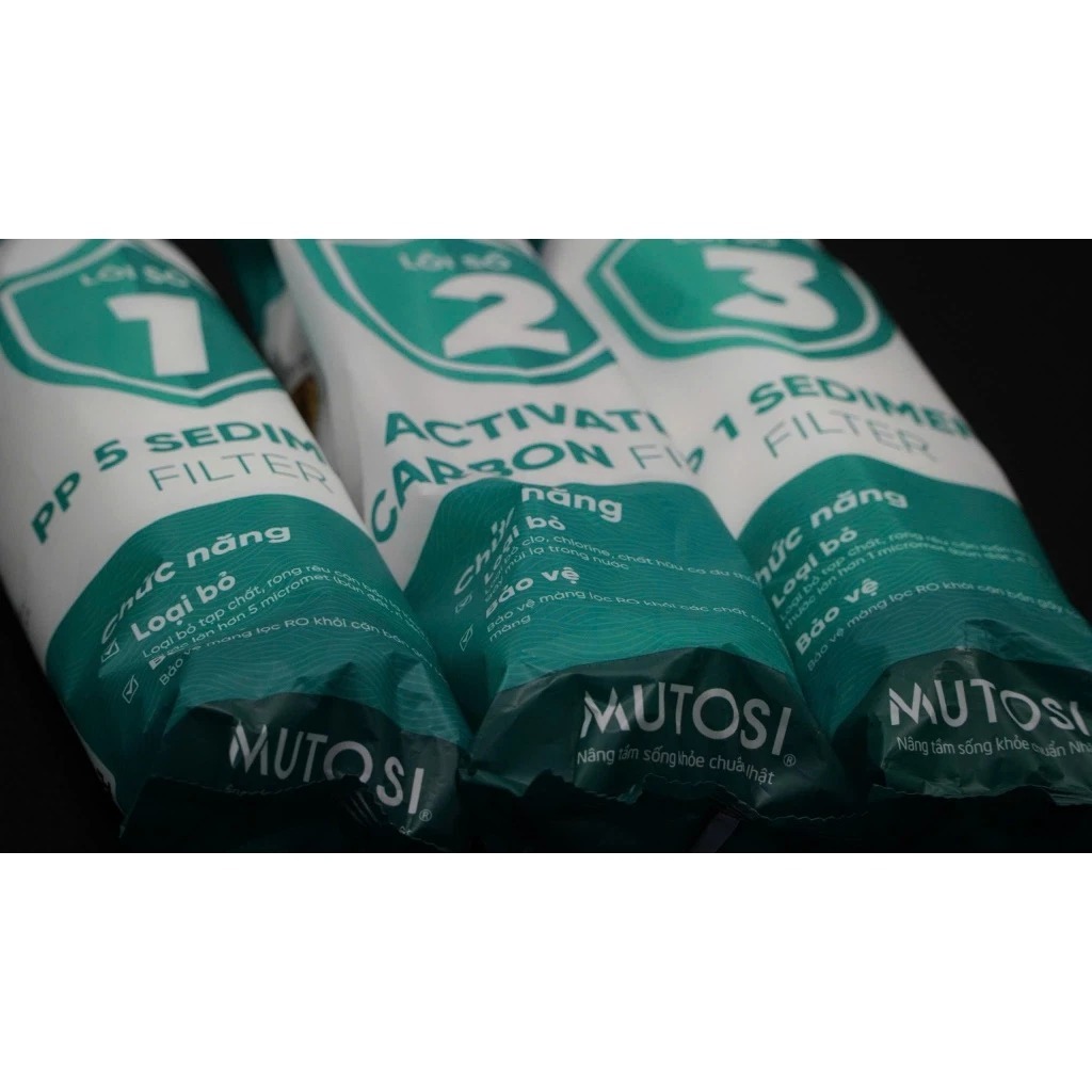 Bộ 3 lõi lọc thô Mutosi Avennis loại bỏ hiệu quả tạp chất, bụi bẩn dùng cho các máy lọc RO có 3 cốc lọc thô 10Inch