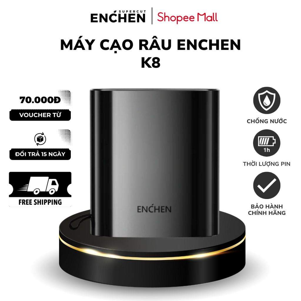 Máy cạo râu ENCHEN K8 - Chống nước, Có thể cạo khô/ướt, Dễ vệ sinh máy ...