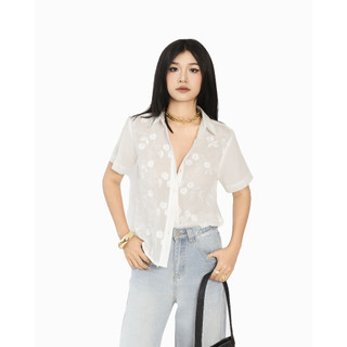 Áo Sơ Mi Nữ J-P Fashion Ngắn Tay Vải Kate Mềm Mát, Áo Sơ Mi Form Rộng 10611793