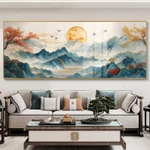 [KÍCH THƯỚC LỚN - TRANH PHONG CẢNH] Tranh Mặt Trời Núi Non Hùng Vĩ - Tranh Laminate Tráng Gương Bo Viền Cao Cấp — ảnh 2