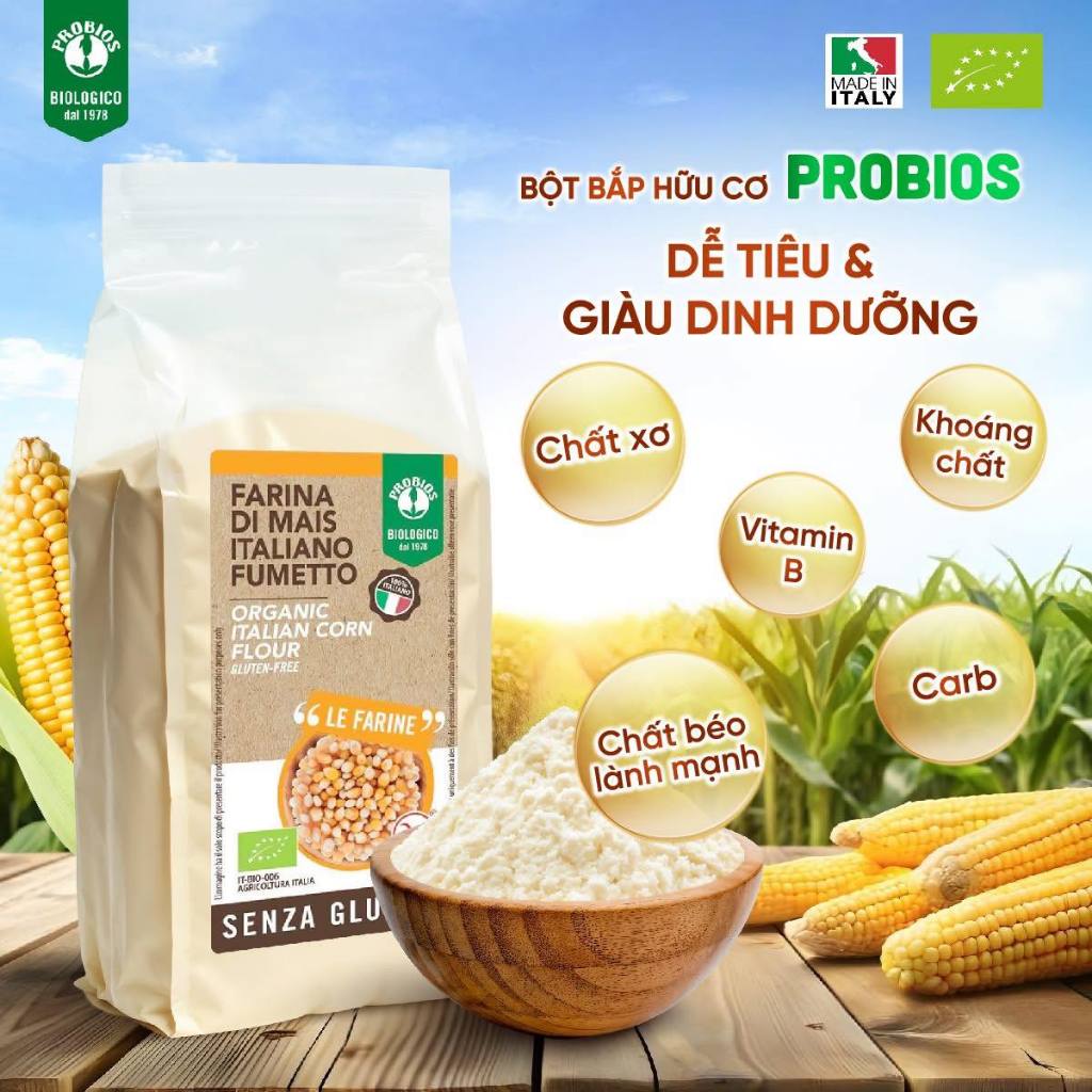 Bột Bắp (Ngô) Hữu Cơ Probios Organic Corn Flour 375g