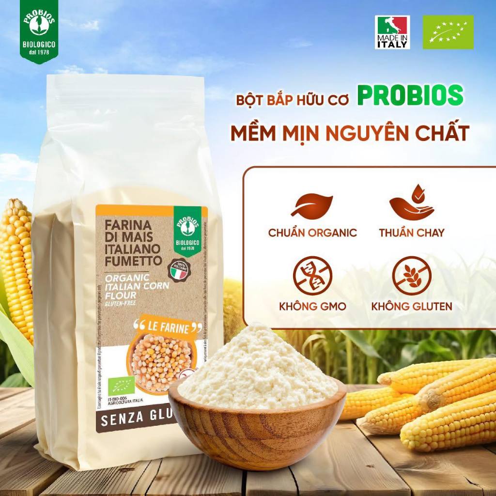 Bột Bắp (Ngô) Hữu Cơ Probios Organic Corn Flour 375g