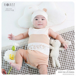 Body ba lỗ panda hrnee cho bé 3-9m,có mũ rời